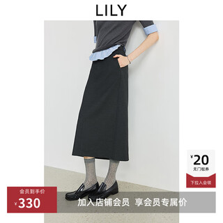 Lily machine washable 2025 new autumn style contains wool and is not easy to fade. gray professional commuting dark straight skirt for women 509 dark gray l