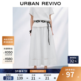Ur2025 new summer women's wave style super loose and versatile elastic waist skirt uwm550013 original white (loose) s (xs-s)