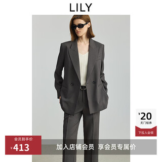 Lily2025 new autumn women's gray style, high-end, simple professional commuting casual suit jacket 509 dark gray l