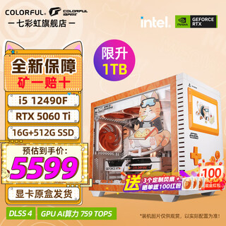 Colorful i5 14600kf/rtx 5060ti/5070ti 5080 graphics card orange shadow orange orange cat customized game live broadcast design computer host desktop assembly machine with two 12490f丨16g丨1tb丨5060ti