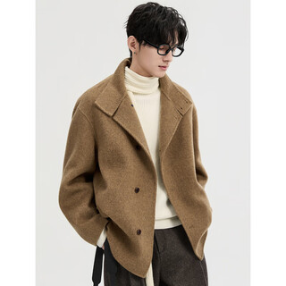 Earl zall wool reversible stand collar design bjze25 winter one-hand length double-sided woolen coat men's korean short coat mountain gray 2xl