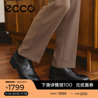 Ecco leather shoes men's derby shoes carved brogue leather shoes business formal shoes men's shoes wedding shoes reese 622164 black 62216401001 42