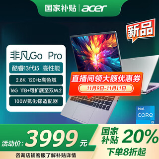 Acer saves 20% on national subsidies. extraordinary go pro-level high-performance ai thin and light laptop 2.8k 120hz high refresh screen core standard voltage high-end student games new 12-core i5h丨16g丨120hz 2.8k screen丨gray