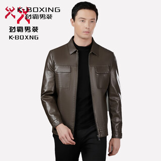 K-boxing men's leather jacket 2025 autumn and winter men's business casual middle-aged dad lapel jacket khaki spring and autumn 2588 m 170