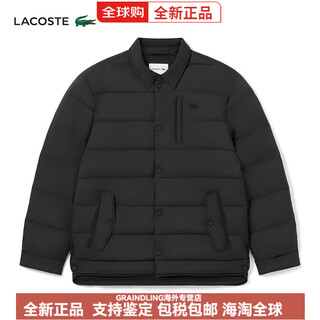 Lacoste french crocodile men's autumn and winter solid color fashionable comfortable warm cotton jacket bh2383 031/black m 48 /170