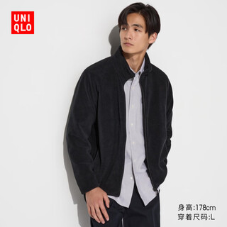 Uniqlo men's and women's polar fleece zipper jacket hot style jacket casual and warm 469955 460328 469955/09 black xs