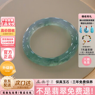 奥利丝“隔三秋”翡翠手镯高冰种飘花贵妃真玉石镯子女款年轻正品(处理) “隔三秋”【高冰种升级款】 58mm-59mm(赠玉石吊坠+高端礼盒)