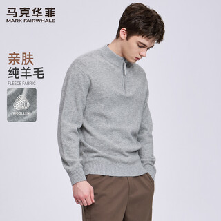 Mark huafei pure wool stand-up collar half-zip sweater men's 2025 autumn and winter new casual sheep wool sweater 2016 floral gray 004 m 170
