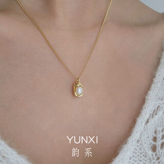 Jun nian jade pearl pendant necklace women's niche design light luxurious clavicle chain 2023 new spring and summer simple necklace gold 0614