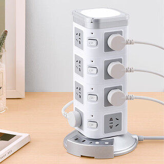 Bull multifunctional vertical socket charging strip porous power terminal board plug board night light 4 sockets on one floor 0.8 meters 4 slots on one floor 0.8 meters