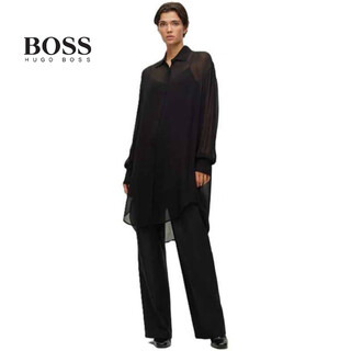 Hugo boss light luxury women's bareid women's long-sleeved shirt black 20 | 10 (m)
