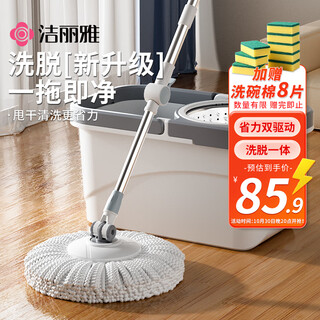 洁丽雅旋转拖把共2拖头双驱瓷砖木地板清洁拖地家用一拖净
