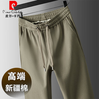 Pierre cardin 2025 new men's casual pants spring and autumn style sports pants men's loose straight velvet pants spring men's pants autumn and winter khaki green spring and autumn style m