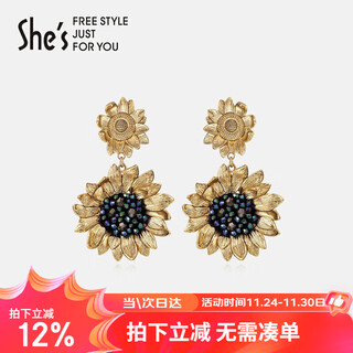 She s akiko van gogh sunflower crystal retro earrings light luxury earrings birthday gift for girlfriend