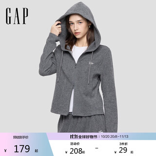 Gap women's 2025 autumn new embroidered logo fitted zipper hooded sweater slim top 792688