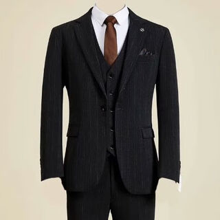 Valley romon autumn suit men's suit striped slim groom wedding dress british style art test host suit suit dark gray single suit 6xl 6xl size 200jin jin is equal to 0.5 kg within