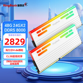 金百达（KINGBANK）DDR5内存 白刃/星刃 RGB灯条 6000/6400/6800高频内存 神光同步灯条 适配黑神话悟空 Deepseek硬件 星刃白48G(24G*2)8000RGB套条C