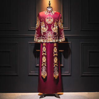 Ax armani men's repair and clothing 2025 new tang suit men's groom chinese dress wedding dress and men's dragon and phoenix burgundy 2103 s