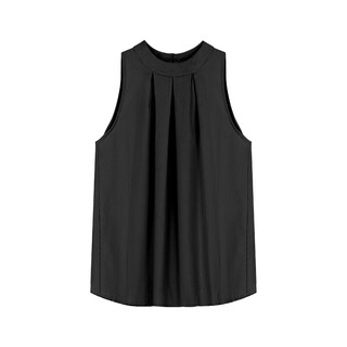 French sweet vest women's summer outer wear niche blue shirt temperament hanging neck suspender loose sleeveless top black s