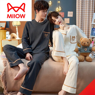 Miiow couple pajamas spring and autumn pure | cotton men and women 2023 new long-sleeved suit summer lazy home wear j901 male xxl (165-183cm150-180jin jin equals 0.5kg)