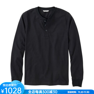 L.l.bean men's t-shirt long sleeve 25th autumn new henley shirt high quality fabric classic pure cotton solid color dad clothes black slate black s suitable for net bust 97-105cm
