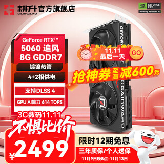 耕升（GAINWARD）GeForce RTX 5060 DLSS 4 畅玩三角洲主流电竞光追游戏显卡 RTX 5060 追风