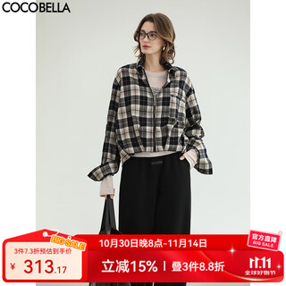 Cocobella25 early autumn new cotton plaid shirt women's commuting casual fashion jacket sr3230 color black plaid m