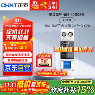 正泰（CHNT）空气开关 空开断路器小型家用NB6-40 1P+N 20A