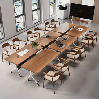 Yusenyi modern and simple 10-person combination splicing conference table, light luxury and high-end foldable business large reception training table, six-piece conference table 360*120*73*3cm+hiroshima chair*12, no socket by default