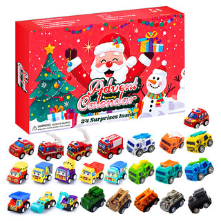 Christmas advent countdown calendar blind box hand tear box animal engineering vehicle children's gift 24 days digital toys christmas (24 models of pull-back engineering vehicles) dongdong lecai box + opp bag