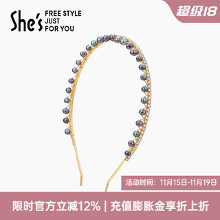 She s akiko versailles baroque freshwater pearl thin hair hoop headband hairpin hair accessories birthday gift for girlfriend blue purple m0