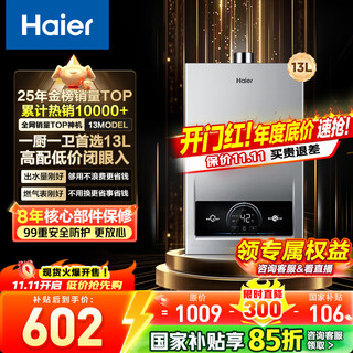 Haier (haier) consult customer service to receive subsidies. gas water heater natural gas 13 liters is better than 12 liters. water and gas dual-modulation frequency conversion constant temperature forced exhaust energy-saving model 13l one kitchen and one bathroom