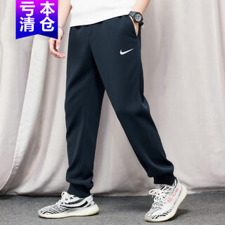 Nike (nike) sports pants men's pants 2025 new autumn season knitted casual pants sweatpants students loose small leg pants 528717-010 black small hook/pure cotton xl recommended 150-180jin jin is equal to 0.5 kg