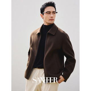 Sanheer italian old money gentleman high-end cashmere wool double-sided woolen woolen jacket daj382 brown l (50)
