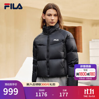 Fila official women's down jacket 2025 winter new sports short loose warm stand collar jacket true black-bk m 165/84a/m