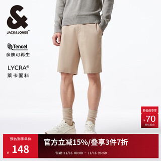 Jack&jones men's summer straight solid color versatile daily casual elastic drawstring comfortable casual shorts 224315001 sand color c13 sand color c13 m (175)