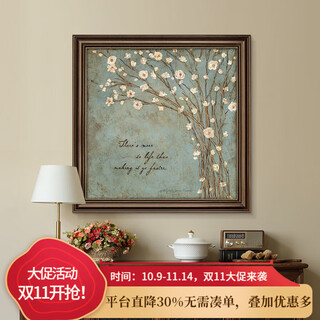 Chivalli american style entrance hall hanging painting facing the door dafen village oil painting village bedroom bedside decoration painting restaurant mural d type is in bud. hot selling retro brown frame-high quality texture painting 40*40 recommended two pieces to hang 1.2 meter wide bedside