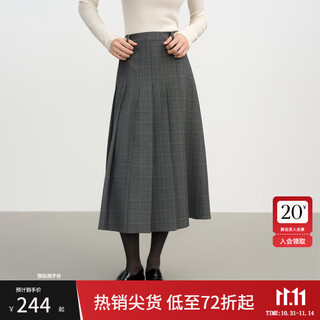 Fan silan's retro age-reducing college style pleated skirt for women 2025 winter new a-line bag skirt 4441 light gray plaid m