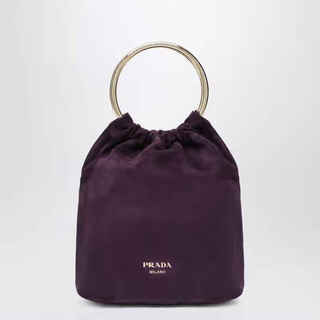 Prada fw25 luxury women's mini purple suede bucket bag purple one size
