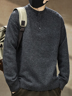 Yingtang american high-end henry collar sweater men's autumn and winter new casual warm sweater top jacket black gray m 110-130jin jin equals 0.5 kg