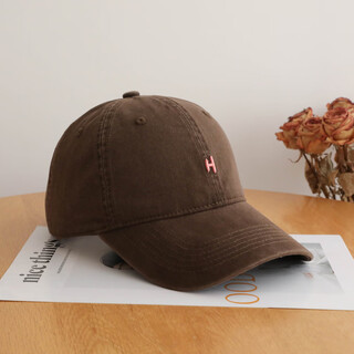 Japanese fashion simple baseball cap for women, brown pure cotton peaked cap, small h soft top wide brim hat for men, brown, one size fits all (55-61cm), adjustable