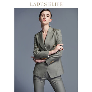 Ladys elite cai wenjing's same bean paste green suit women's suit professional suit jacket bean paste green bell-bottom pants xl