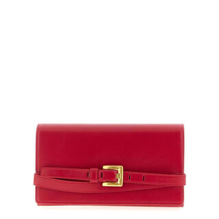 Balmain women's wallet self-closing detachable shoulder strap with chain flap design red calfskin metal buckle red tu