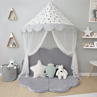 Nordic style children's tent playhouse children's room wall-mounted baby mosquito net bedside decoration half-moon bed curtain nordic forest 1.1+ cushion does not include pillows