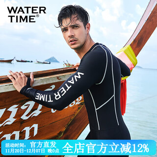 Watertime wetsuit men's warm sun protection swimsuit full body one-piece jellyfish suit wetsuit swimming surfing suit one-piece wetsuit black s