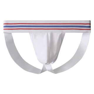 Men's sexy solid color cotton double thongs gay thongs rainbow low-waisted 0-open, no-take-off buttock-feeling pants white m recommended 90-110 jin jin equals 0.5 kg