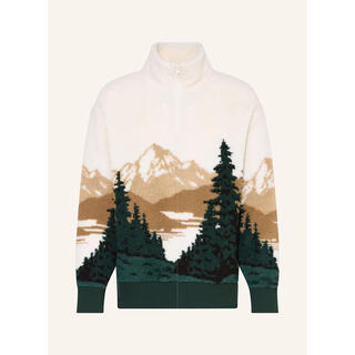 Gant men's sweatshirt warm windproof plush jacquard outdoor autumn and winter sweatshirt casual ecru/ dark green/ brown one size | s