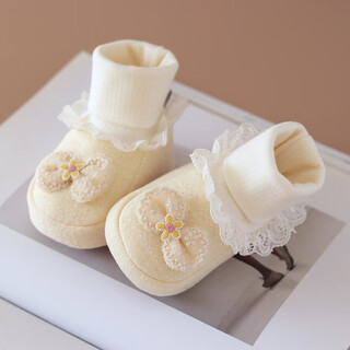 采购产品软底婴儿鞋，女孩鞋和袜子，0-1岁，全月龄新生儿袜子，6 杏色童话公主【春秋】 12 内长12cm 参考8-12月