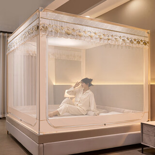 Yusenyi mosquito net 2025 new antibacterial children's anti-fall fence dustproof home bedroom installation-free mongolian mongolian mongolian full bottom weihua manyu-coral jade 1.2*1.9m bed bold free splicing bracket