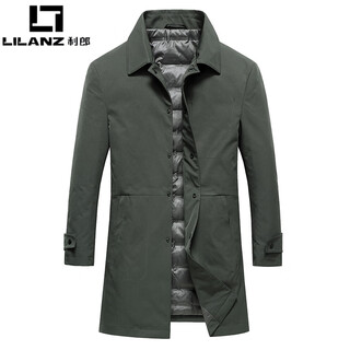 Lilanz winter windbreaker men's new down jacket middle-aged business men's thickened casual jacket mid-length jacket green 2xl 185